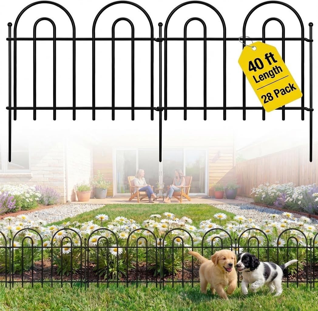 28 Pack 40ft x 13in Decorative Garden Fence Panels - Animal Barrier No Dig Fence Garden Fencing Dog