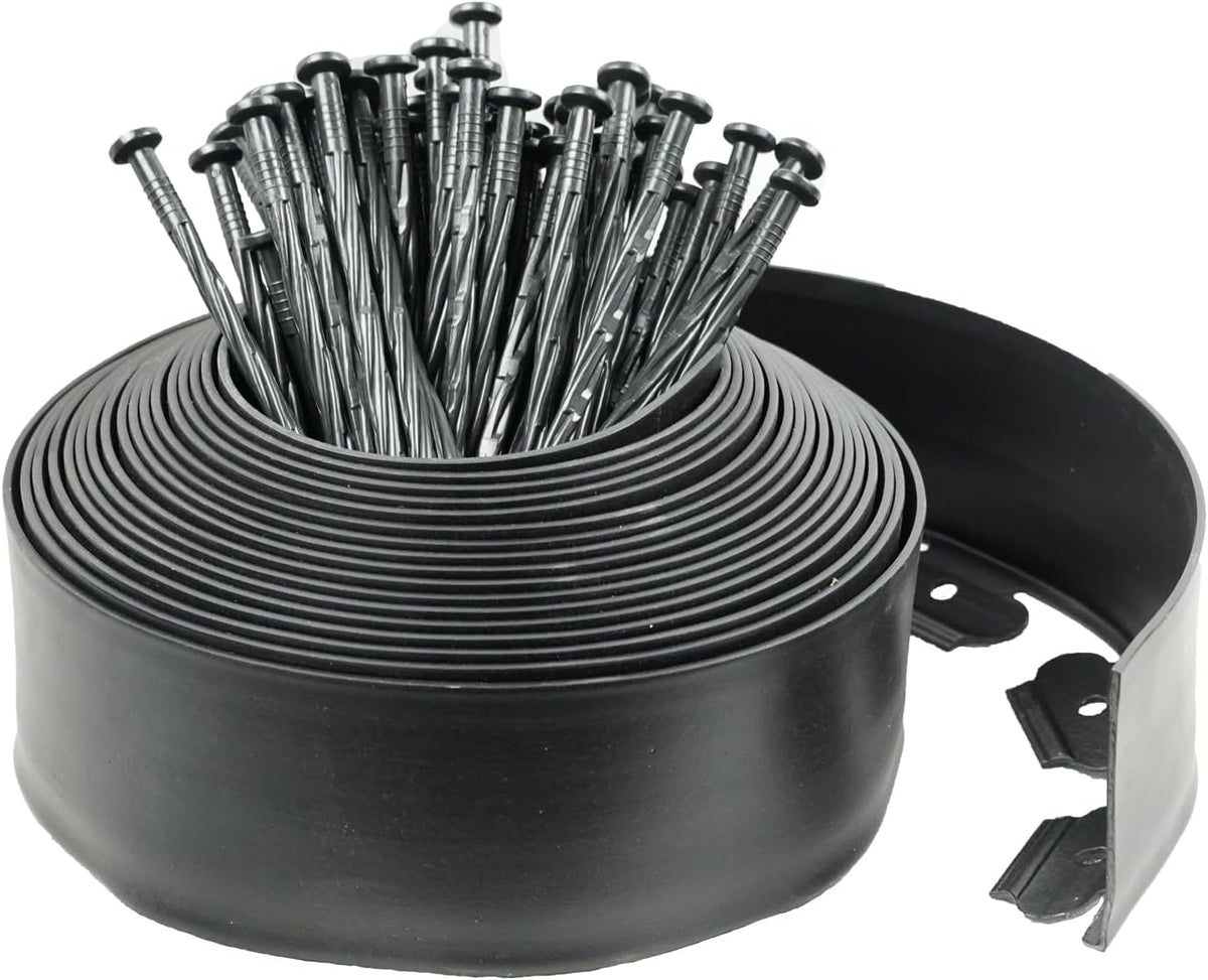 Hugeleaf Landscape Edging Kit 40 Feet with 48pcs Spikes, 4 Inches Garden Edging Flexible Landscape