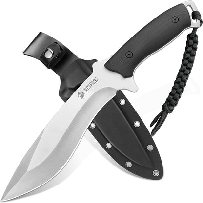 NedFoss Kukri Survival Knife with Sheath, 6" Full Tang Fixed Blade Hunting Knife with G10 Handle