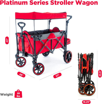 Creative Outdoor Push Pull All-Terrain Collapsible Folding Stroller Wagon for Kids, 150lbs Weight