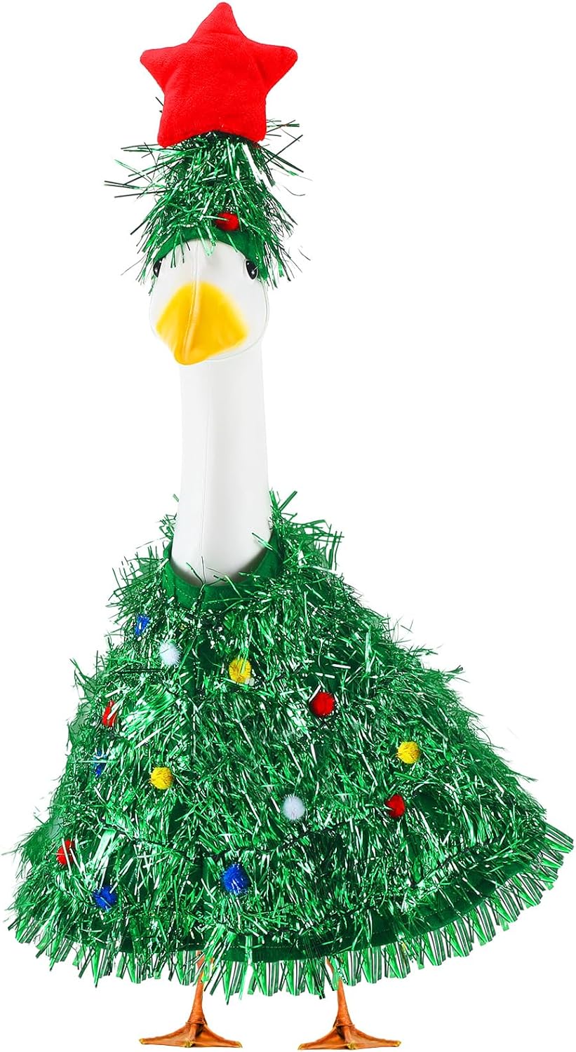 Abbylike Christmas Tree Goose Outfits Christmas Costume for Porch Goose 23 Inch Lawn Yard Patio