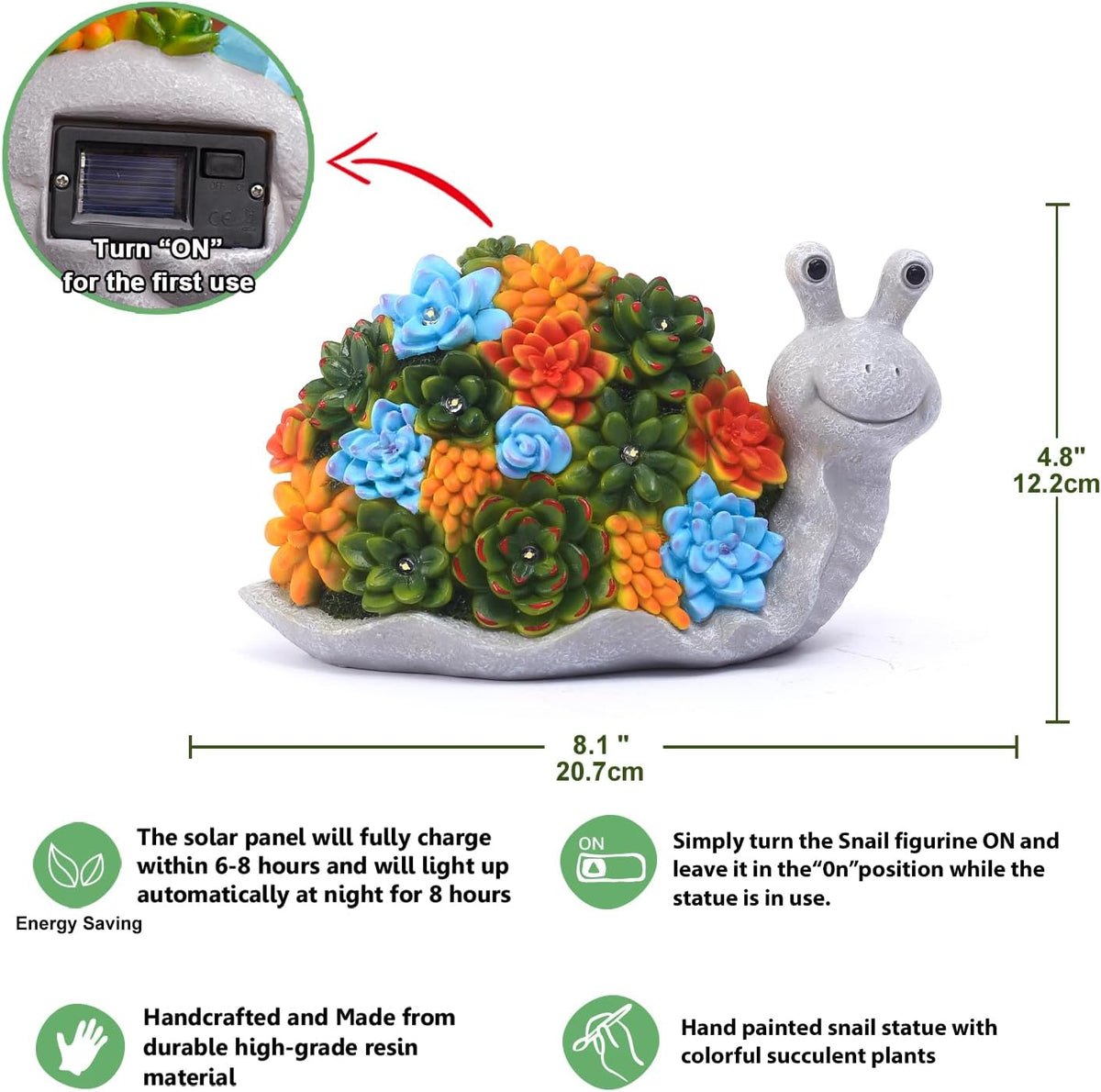 Nacome Snail Statues with Succulent for Garden Decor: Solar Outdoor Clearance Outside Yard Art