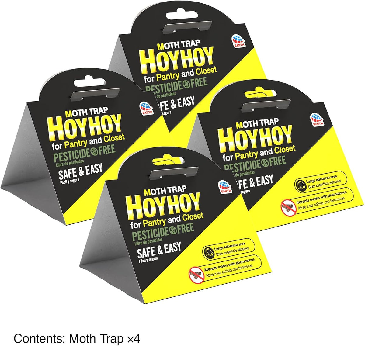 HOY HOY Pheromone-Infused Glue Traps – 4 Traps (2 Packs), Effective for Pantry & Closet Moths, Dual