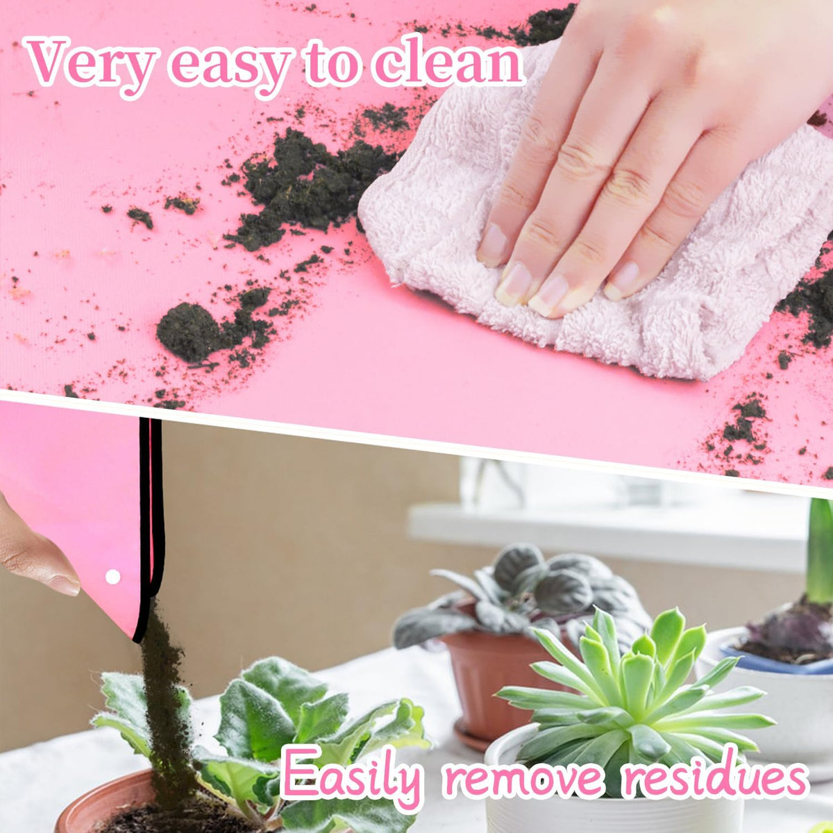 SupKing Repotting Mat for Indoor Plant Transplanting 29.5"x 29.5" Pink Garden Mat for Plant Lovers