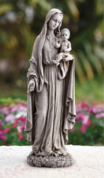Avalon Gallery Outdoor Sculpture - Marian Garden Collection Stone-Resin Statue, 23" Tall, Madonna