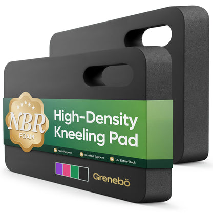 Grenebo 2-Pack Kneeling Pads, Extra Thick NBR, 17.3 x 11 x 1.6 in, Black
