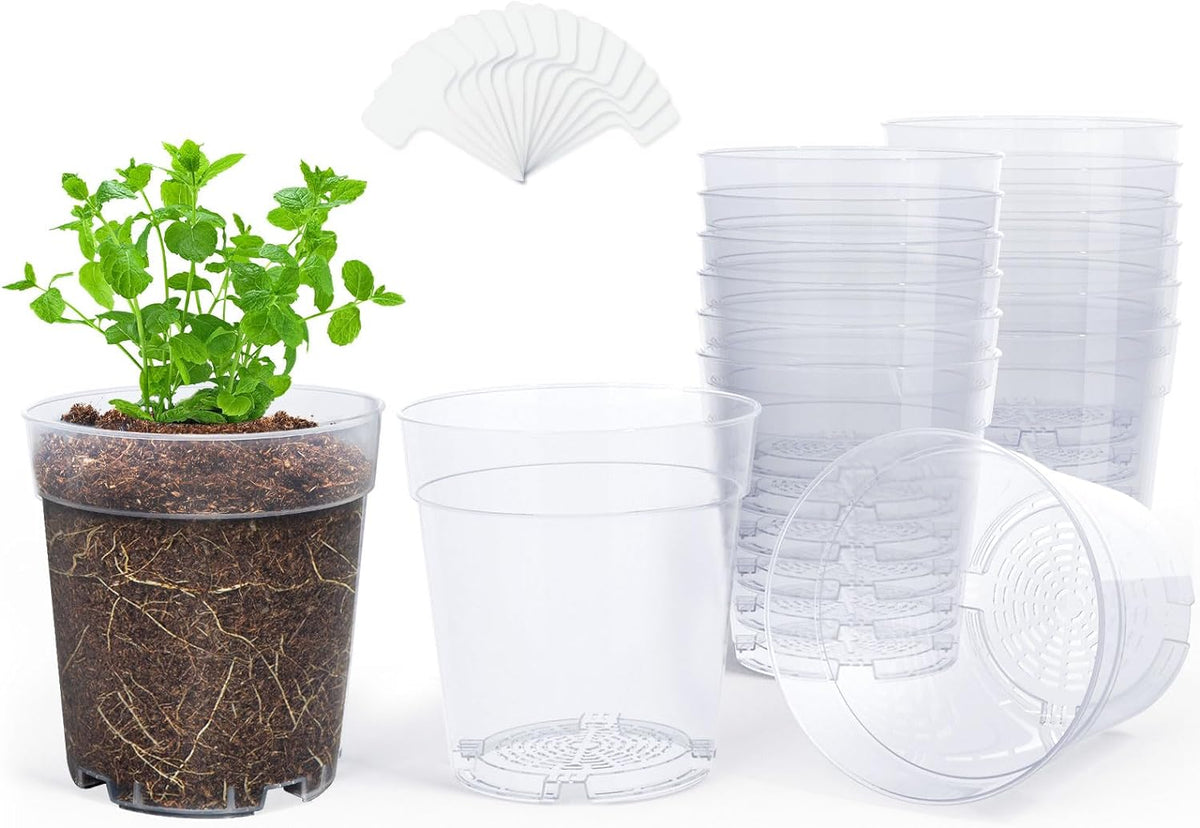 homenote Clear Nursery Pots for Plants,6.7 Inch Plant Pot for Planting Plastic Seedling with