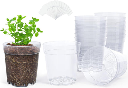 homenote Clear Nursery Pots for Plants,6.7 Inch Plant Pot for Planting Plastic Seedling with