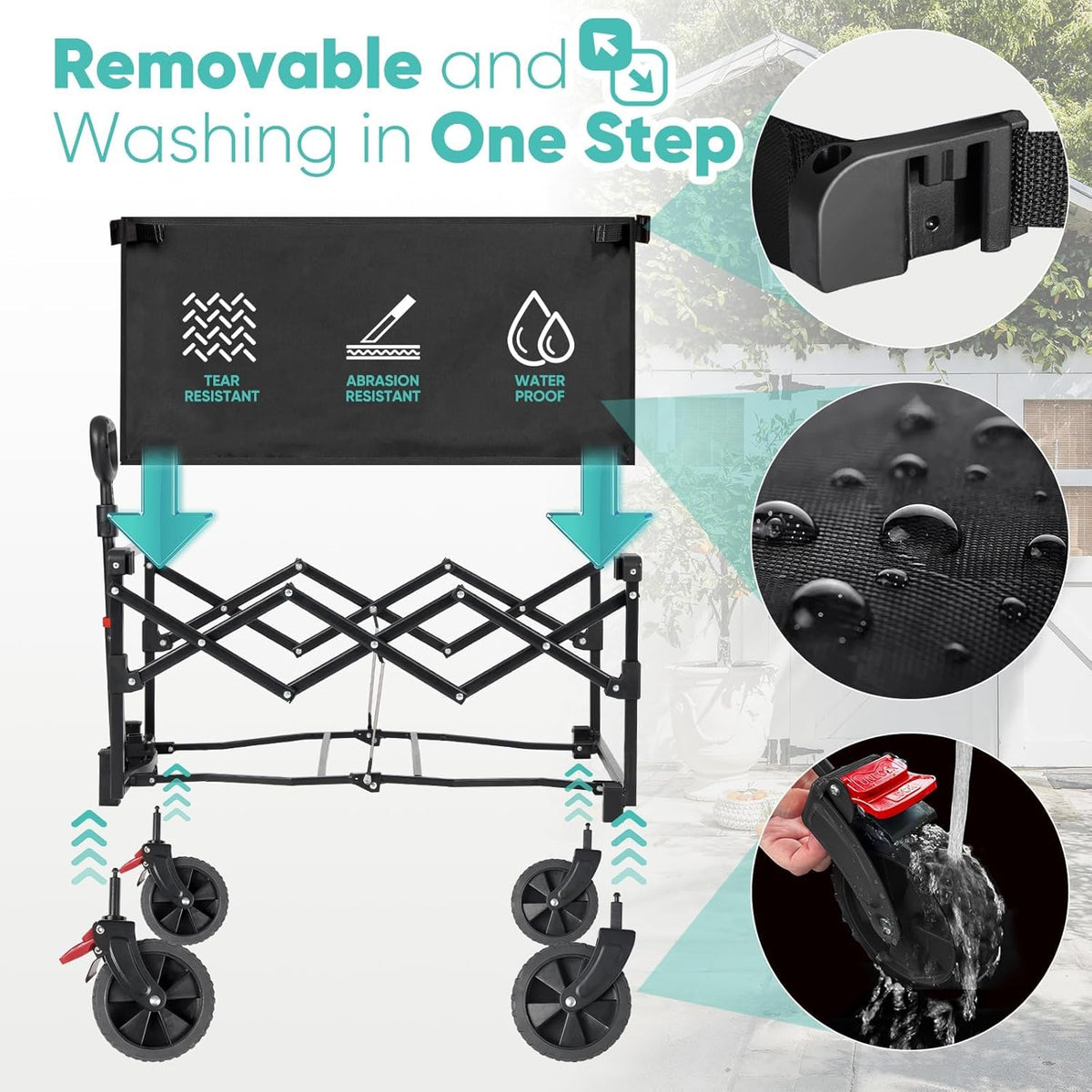 Sekey Collapsible Wagon Cart Foldable with 220LBS Weight Capacity, Lightweight Portable Folding
