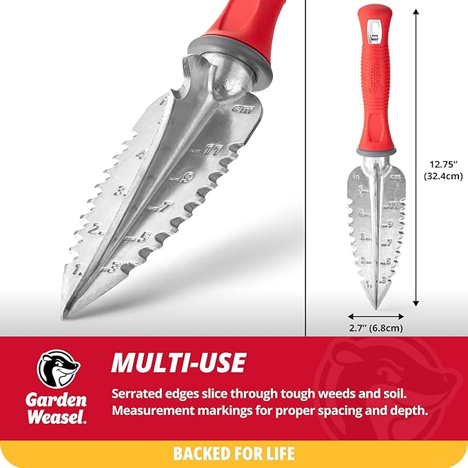 Garden Weasel Multi-Use Transplanter | Dig, Cultivate, Plant, Weed | Planting and Gardening Hand