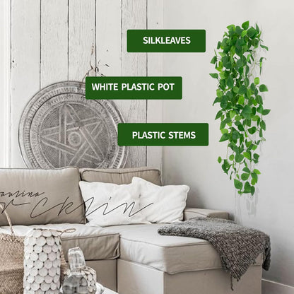Fake Hanging Plants for Room Decor,1pcs Artificial Potted Plants Vines for Wall Home Office