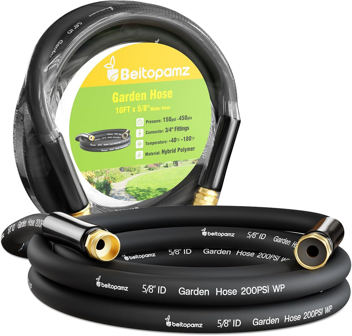 Short Garden Hose 10 ft x 5/8 in Male to Female Heavy Duty Small Water Hose Extend Connector