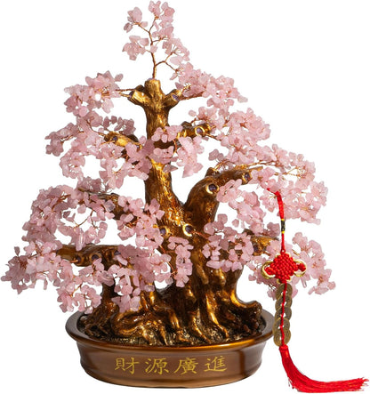 Natural Rose Quartz Tree Large,18" Chakra Crystal Tree(1,300 Gemstone Count) Healing Properties