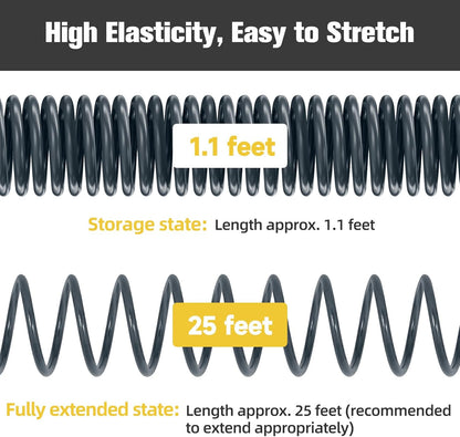 Coil Hose,3/8" EVA Coil Garden Hose 25 FT,Curly Water Hose Lightweight with Brass Connectors,Recoil