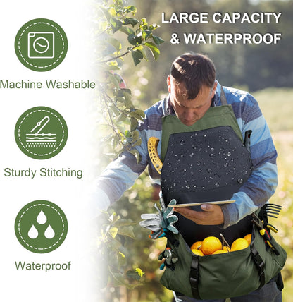 Extra Size Gardening Apron Waterproof Cross Back Apron Women, 600D Polyester Heavy Duty Men Apron