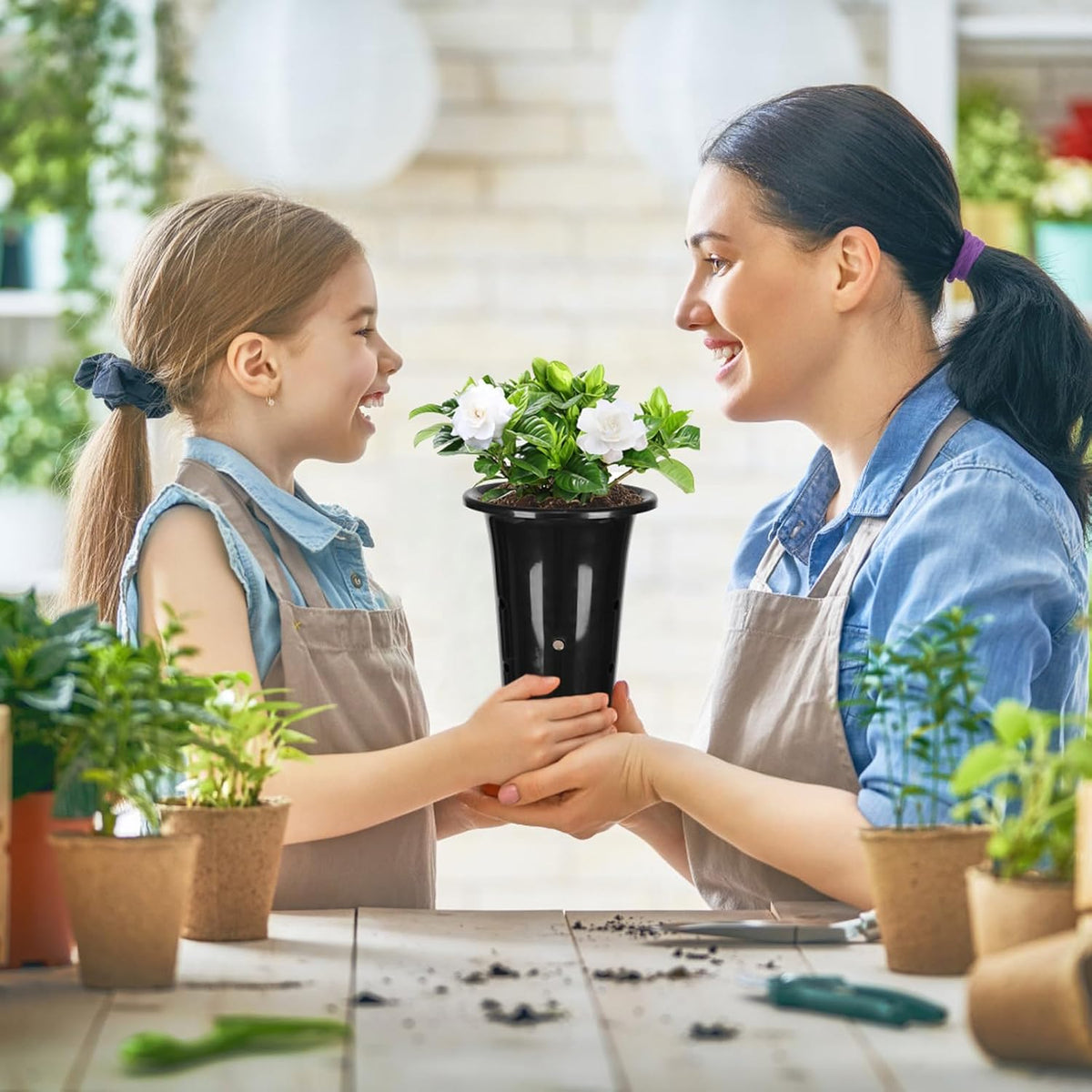 tchrules 15pcs Plastic Deep Plant Nursery Pots,8.66”Tall Tree Pots,Black Deep Seedling Container