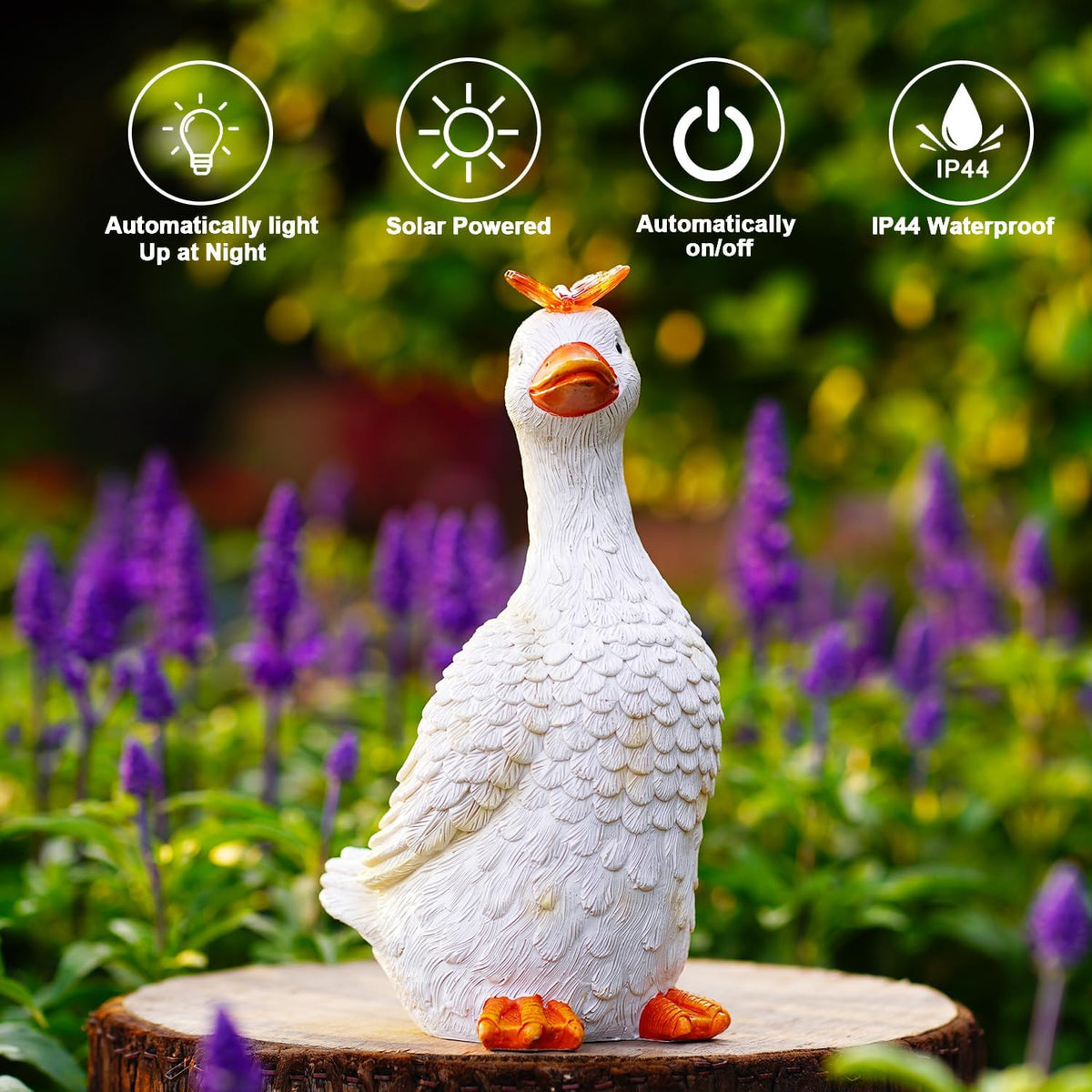 Goodeco Garden Goose Statue with Solar Butterfly - Outdoor Goose Decor for Unique Gifts for Mom &
