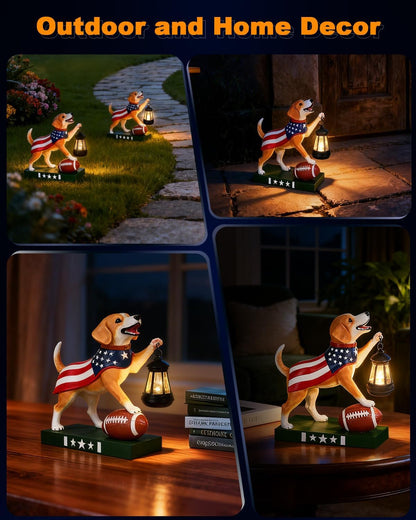 Solar Dog Statues Outdoor Decor with Lantern - Unique Beagle Puppy Home Decor Figurine for Garden