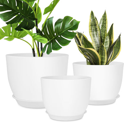 Plant Pots 12/10/9 inch Set of 3, Flower Pots with Multi Mesh Drainage Holes, Large Planters for