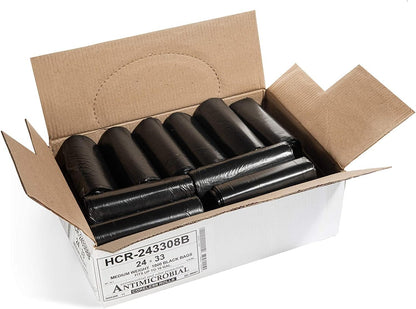 Aluf Plastics 12-16 Gallon Black Trash Bags (1000 Count) - 24" x 33" - 8 Micron Equivalent High