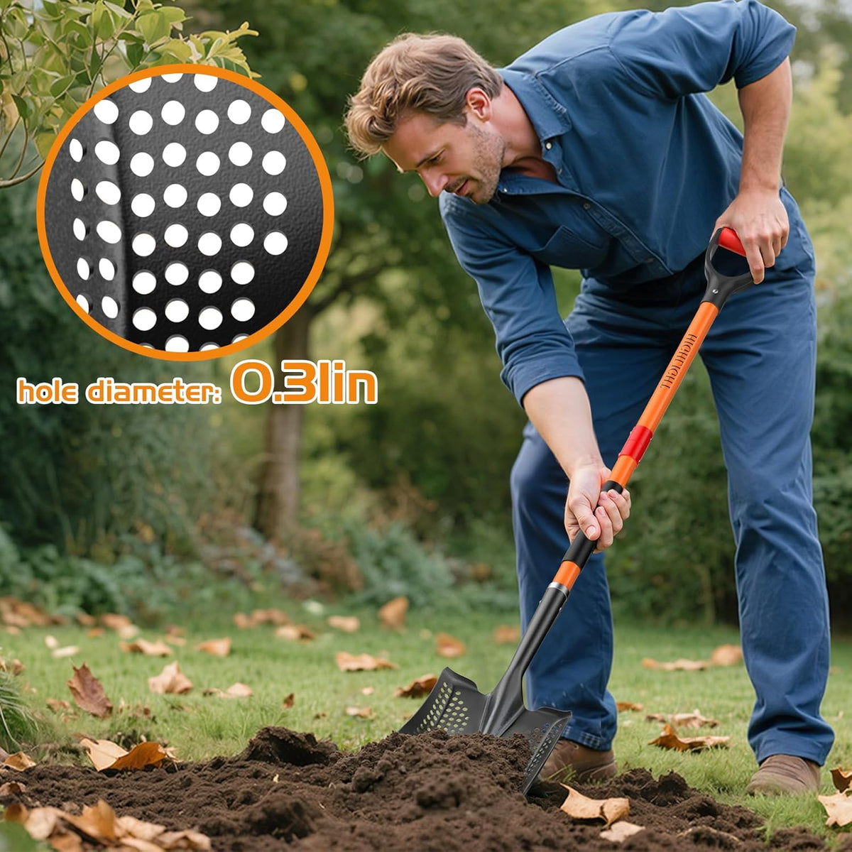 HIGHLIGHT Sifting Shovel, Heavy Duty Metal Sand Sifter for Beach, 45" Long Sifter Shovel for Beach
