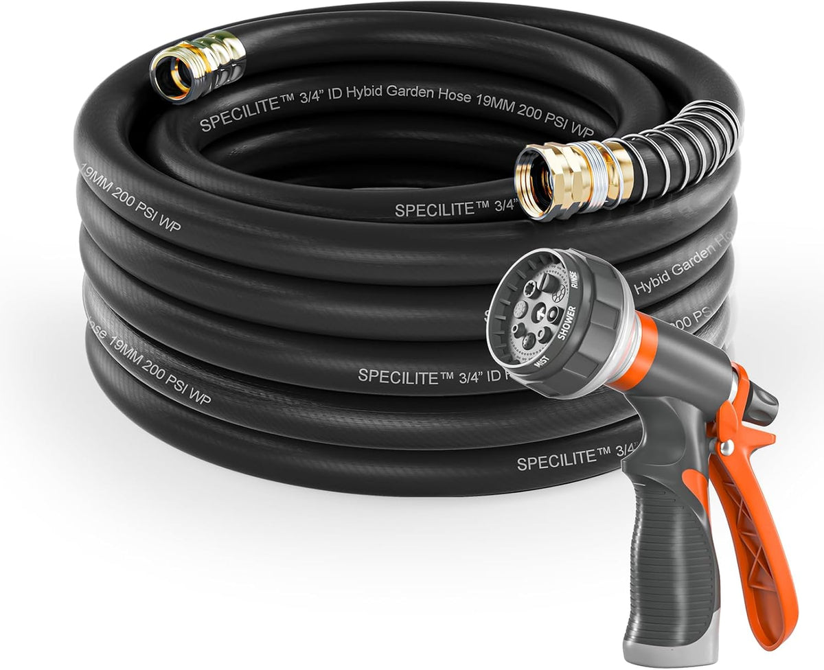 SPECILITE Garden Water Hose 75 ft x 3/4 in Heavy Duty, Flexible and Lightweight, Burst 600 psi