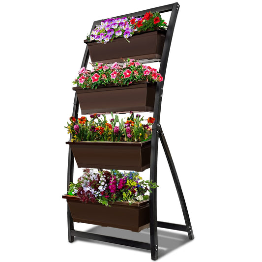 6-Ft Raised Garden Bed - Vertical Garden Freestanding Elevated Planter with 4 Container Boxes