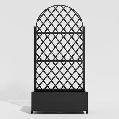 Casaphoria Metal Raised Garden Bed with Trellis and Wheels, 72"x35"x16" Planter Box for Climbing