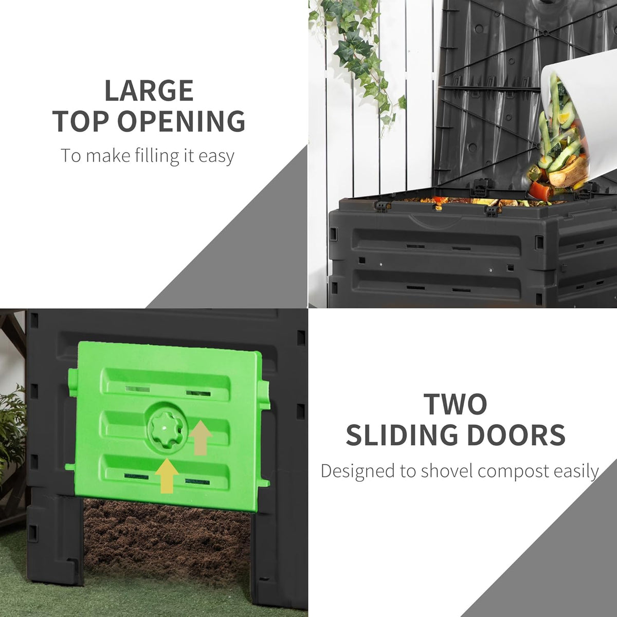 Outsunny Garden Compost Bin, 120 Gallon (450L) Garden Composter, BPA Free, with 80 Vents and 2