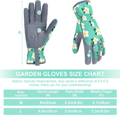 Womens Gardening Weeding Working Gloves, Leather Garden Glove for Women Thorn Proof No Stab for