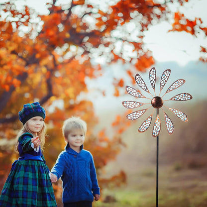 DREAMYSOUL Outdoor Wind Spinner 33" Metal Wind Sculpture Waterproof Fluorescence Wind Spinners for