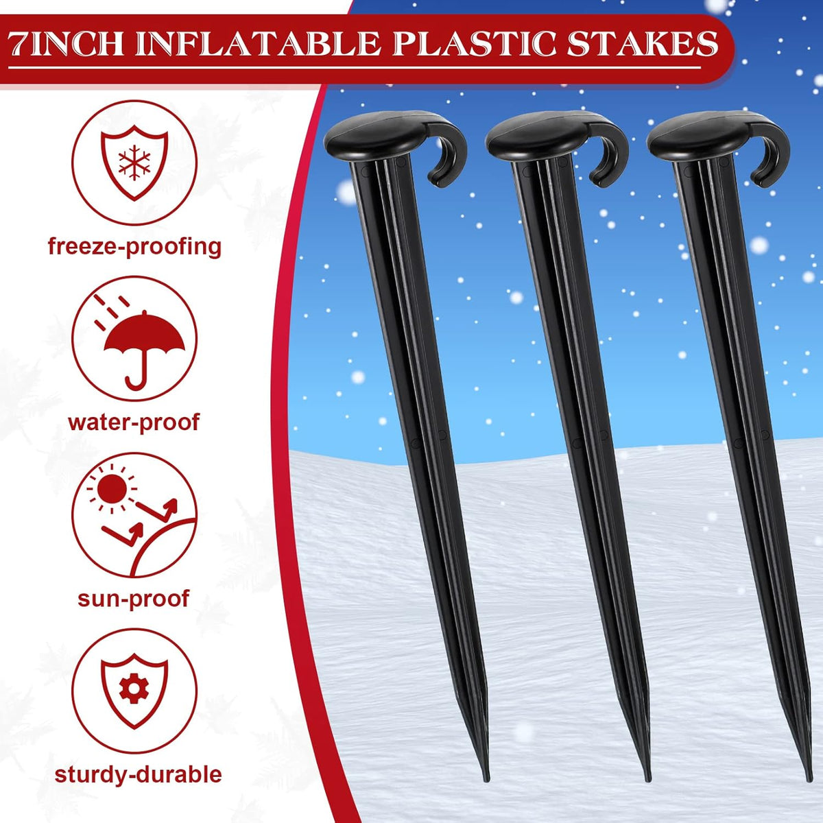 Vicenpal 100 Pcs 7 Inch Plastic Yard Stakes Inflatables Heavy Duty Plastic Garden Stakes for Tent