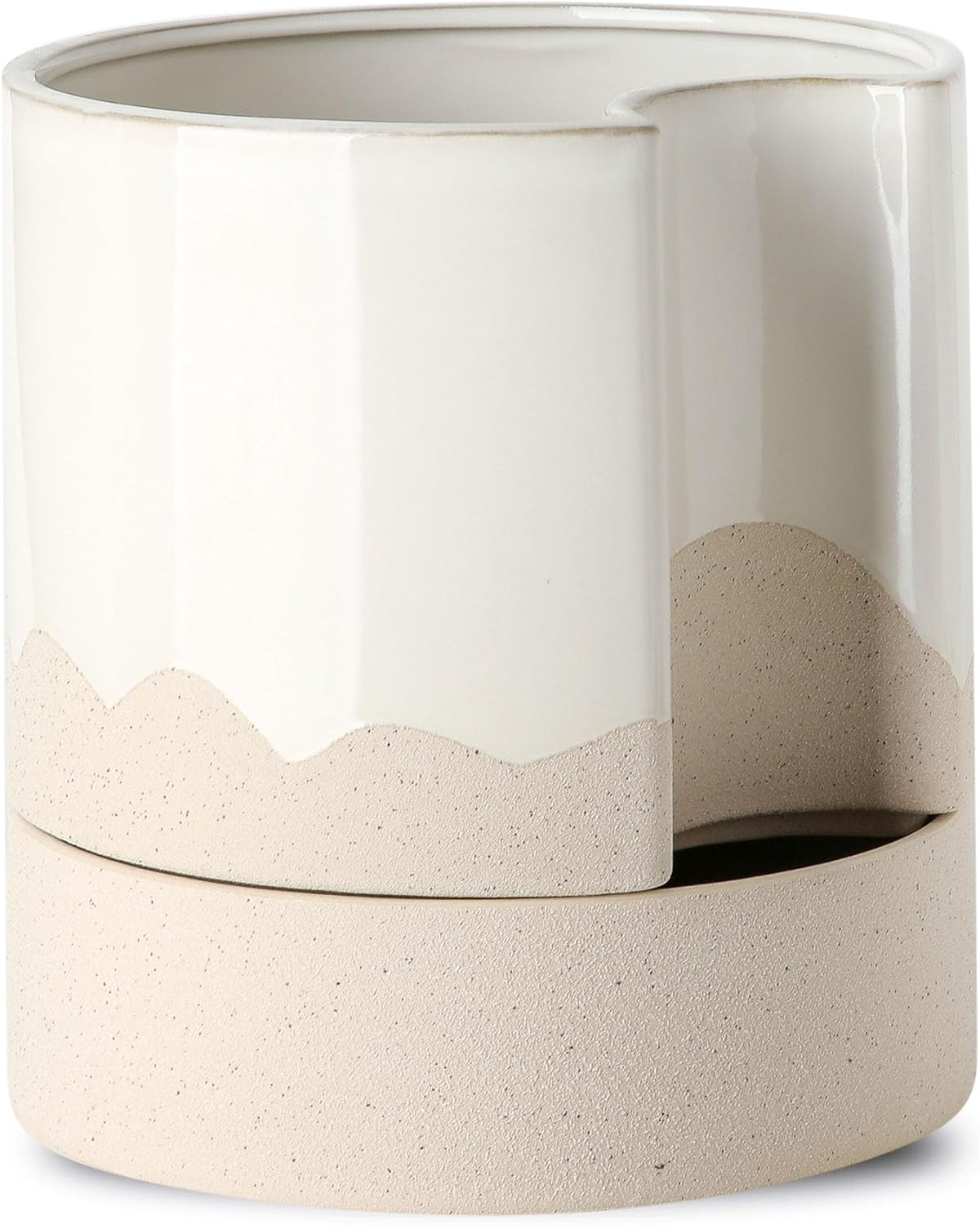 Nihow Self Watering Plant Pot: 8 Inch Ceramic Planter with Drainage Hole & Water Storage Plus for