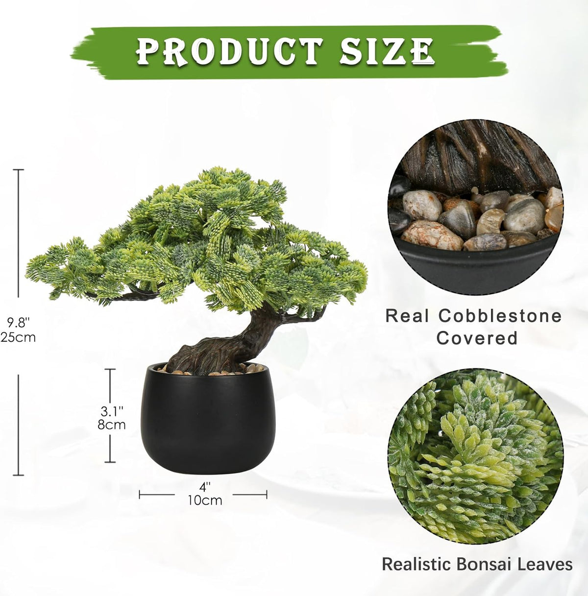 Artificial Bonsai Tree Juniper Faux Plants Indoor Fake Plants Decor with Black Ceramic Pots for