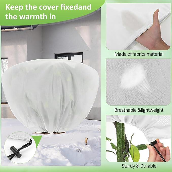 12 Pcs Winter Plant Covers Freeze Protection 39.4x23.6 Inch Horizontal Shrub Tree Rose Plant