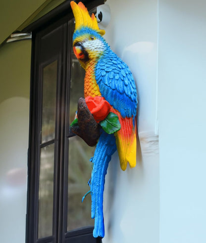 Tropical Hanging Parrot Decor,Resin Bird Figurines,Real Bird Statues,Home Ornament Decor for Tiki