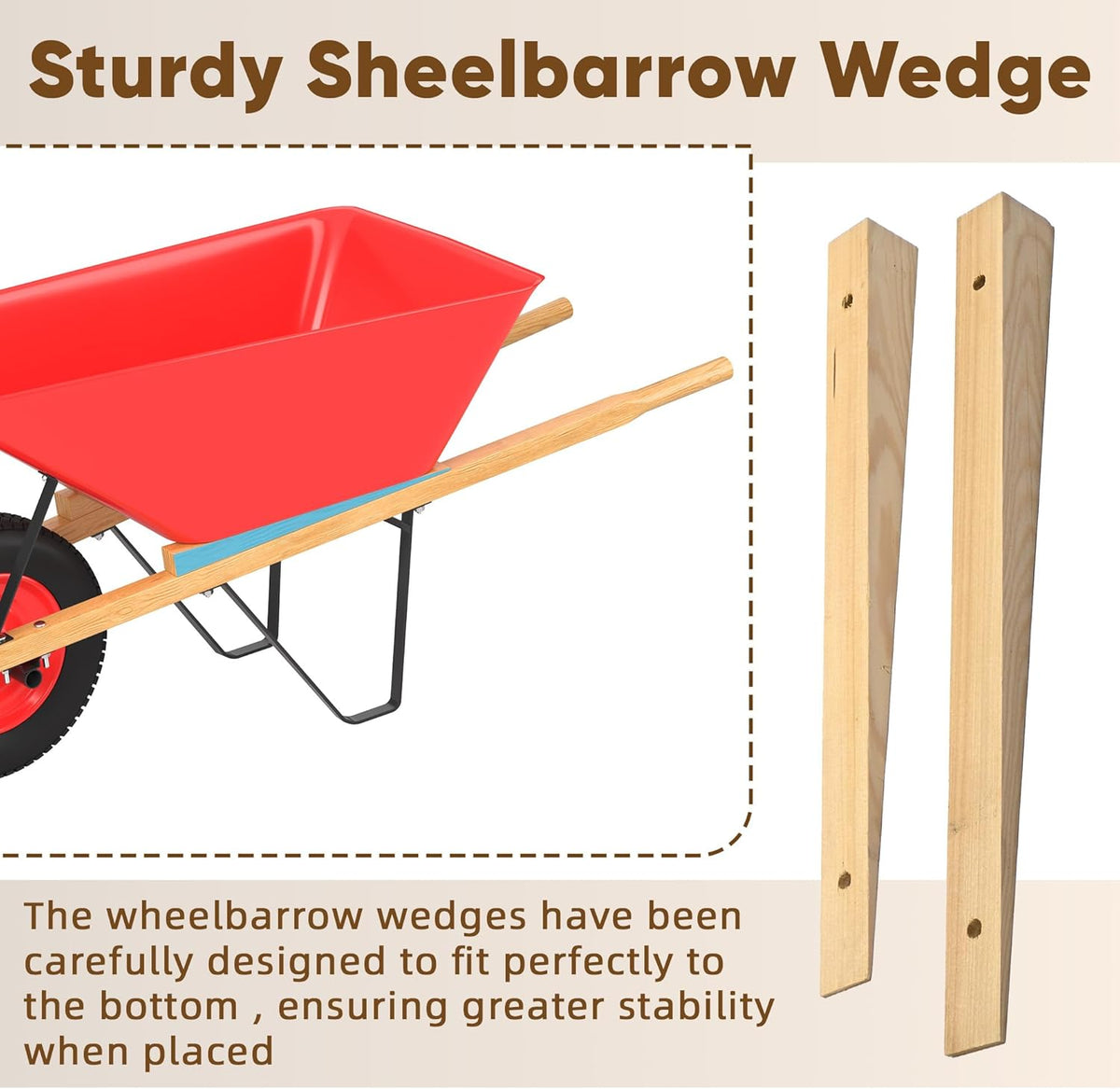 uyoyous 1 Pair Wheelbarrow Handles Replacement 59" Wood Wheel Barrow Replacement Handle Kit with 2