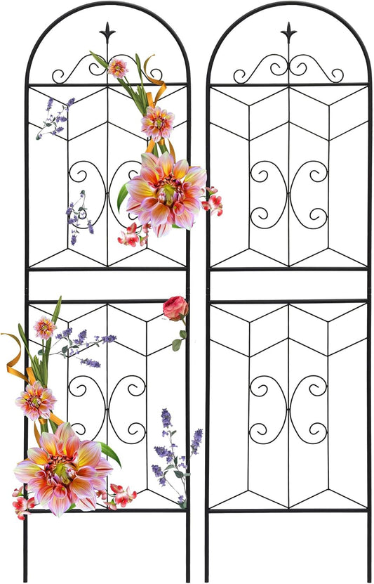 2 Pack 71x20in Garden Trellises with Black Metal Coating, Trellis for Climbing Plants Outdoor