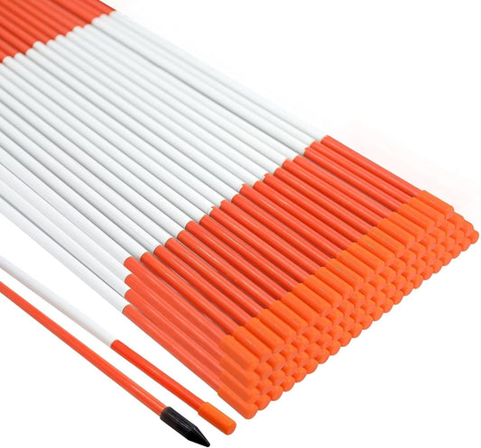 Growsun Driveway Marker 5ft Orange Fiberglass 5/16 inch Dia Snow Fence Reflective Plow Stakes for