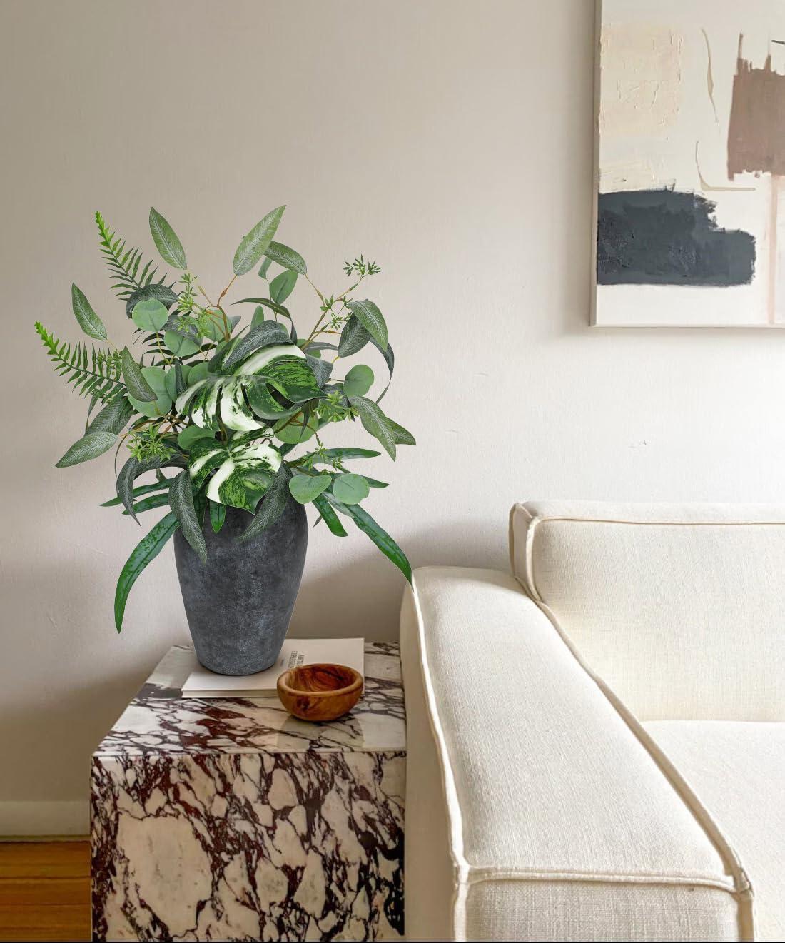 Artificial Greenery Stems Box Set, 5 Kinds Mixed Eucalyptus Leaves Silver Dollar Fern Monstera Leaf