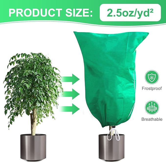 2 Pack Plant Covers Freeze Protection, 80''W x 97''H 2.5oz/yd² Large Winter Tree Frost Blankets