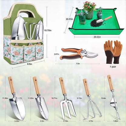 Kynup Gardening Tools, Garden Tools Set-9 Piece, Garden Hand Tool Kit with Cultivators, Thickened