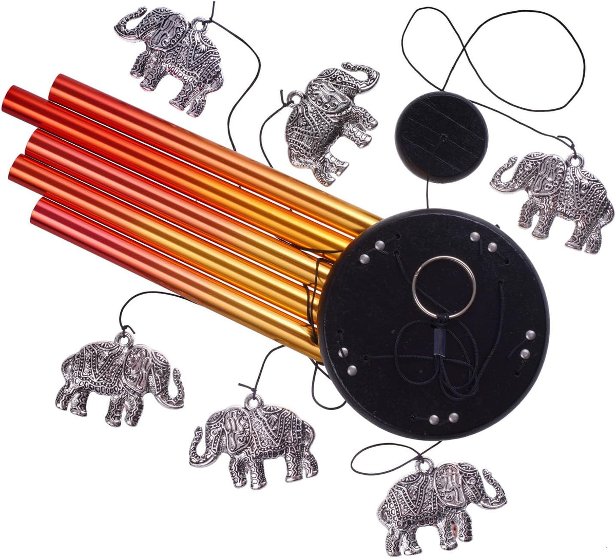 Elephant Wind Chimes Outdoor/Indoor Decor - Pure Hand-Made Mobile Romantic Wind Catcher, 28"