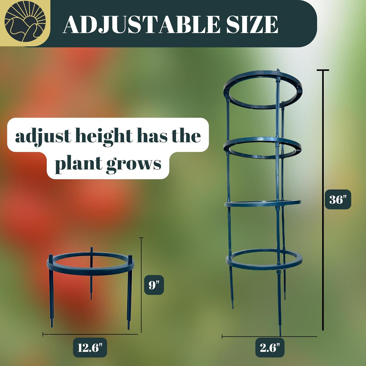 SunVara Small Tomato Cage for Pots Mini Tomato Cage Trellis 9'' Each 36'' in Total with Gloves