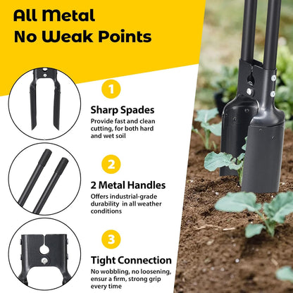 Post Hole Digger Tool, Heavy Duty Post Hole Digger with 55 Inch Handle, Dual Sharp Blades for Soil
