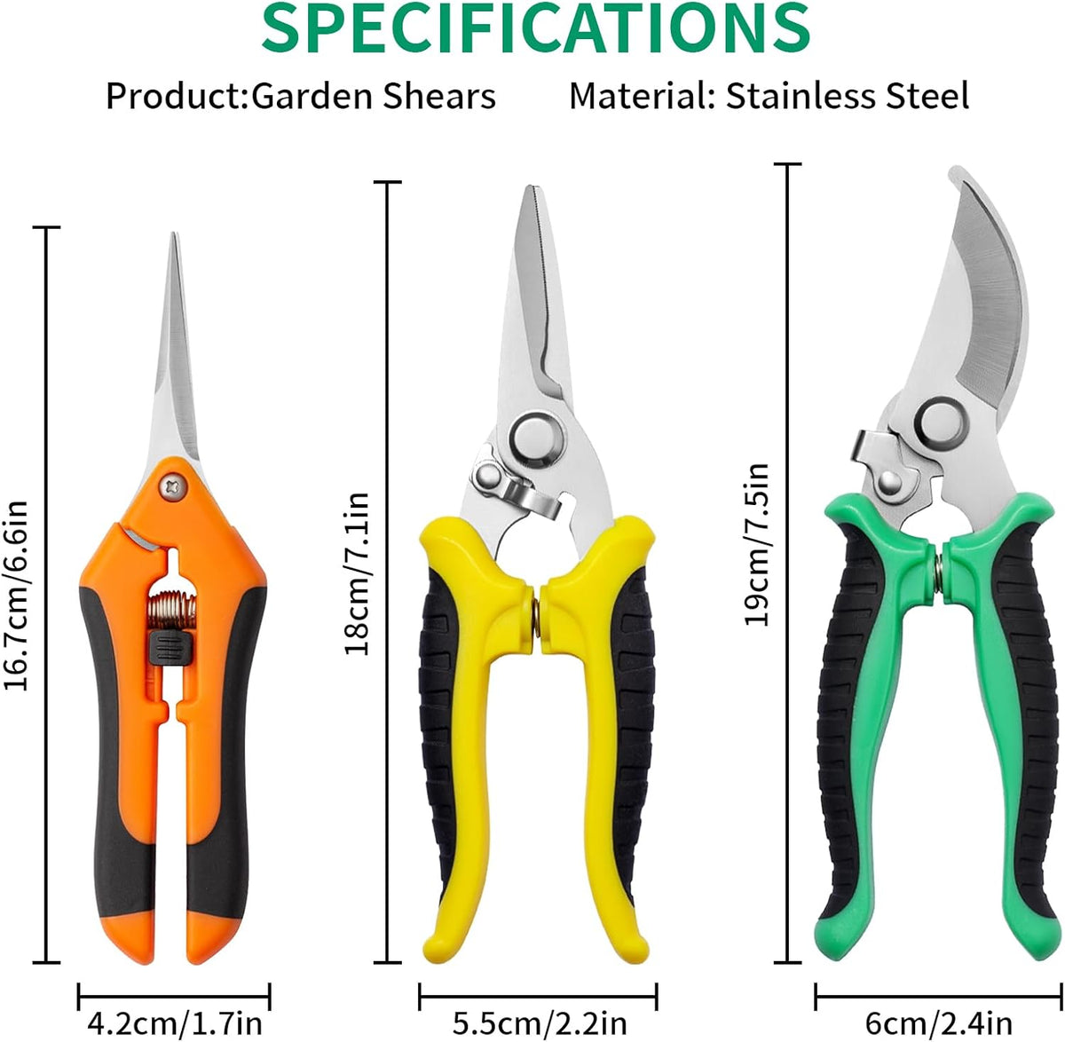 Garden Pruning Shears 3 Pack Gardening Shears Garden Scissors Stainless Steel Plant Flower Scissors