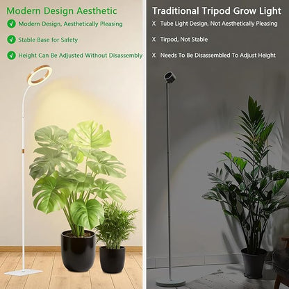 Full Spectrum Grow Light with Stand for Indoor Plants, Floor Plant Light, 6/12/18H Timer, 3 Color