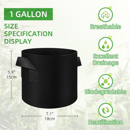LITLANDSTAR 50 Pack 1 Gallon Plant Grow Bags, Breathable Felt Non-Woven Aeration Fabric Plant Grow