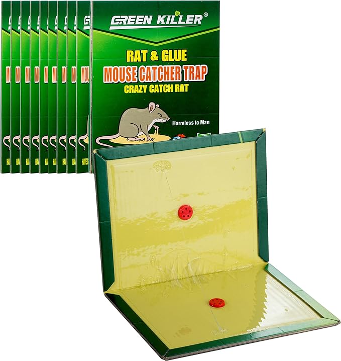 10-Pack Large Mouse Glue Traps with Enhanced Stickiness, Rat Snake Sticky Pad Board for House