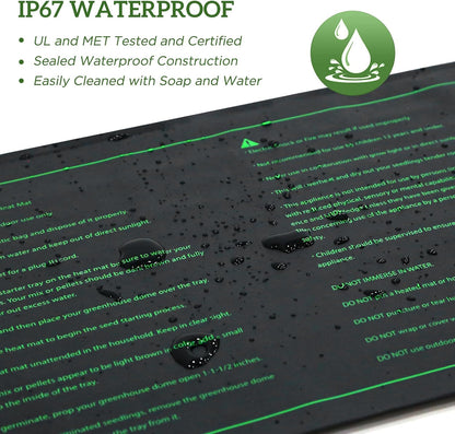 EAGLE PEAK 2 Pack Waterproof Seedling Heat Mat 10” x 20”, UL & MET-Certified Heating Pad for Seed